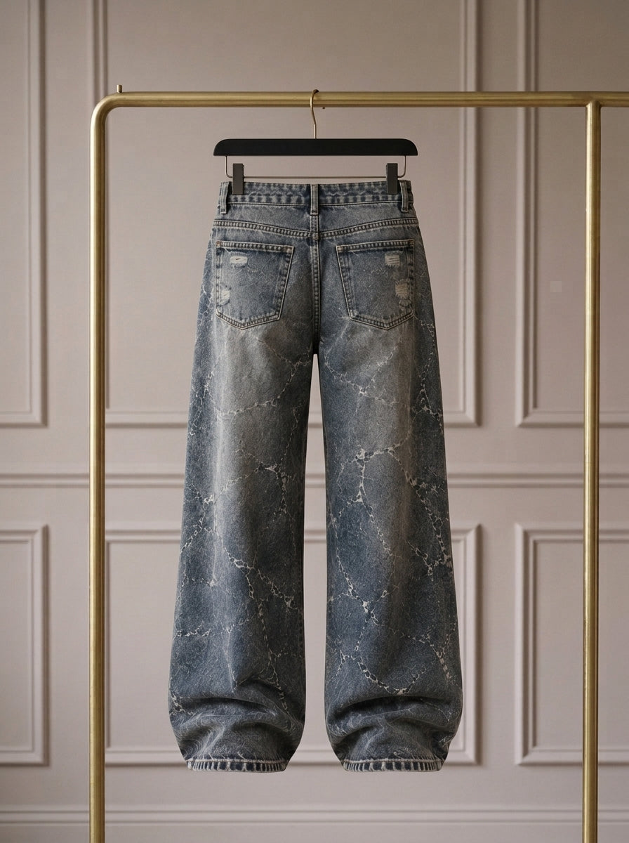 Koven — Vaquero Wide-Leg Efecto Mármol