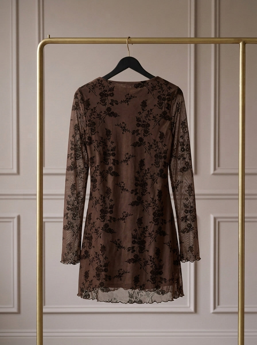 Mélorie — Mini Vestido de Mesh Floral
