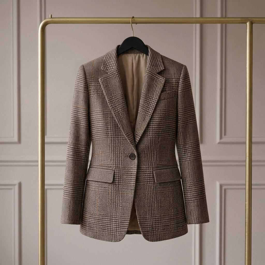 Elowen — Blazer de Cuadros de Corte Refinado
