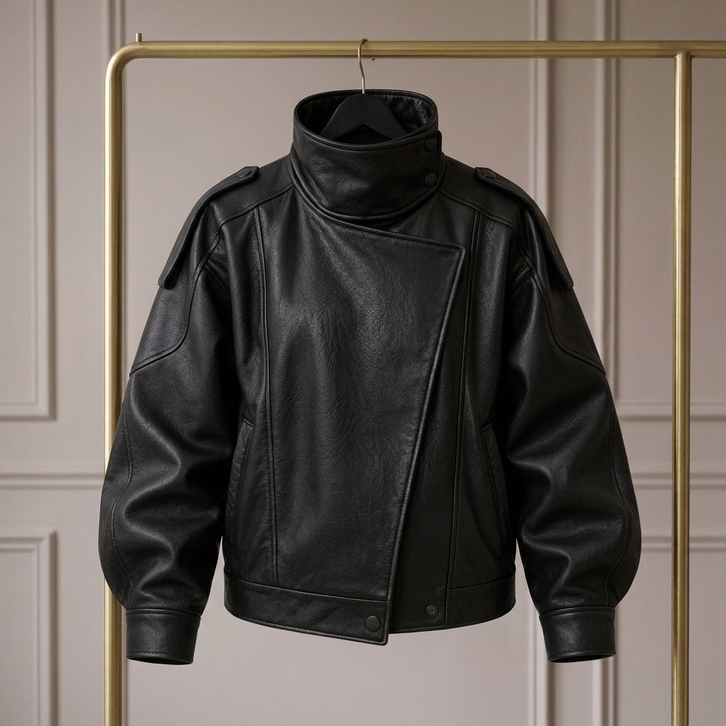 Varelle — Chaqueta Efecto Piel de Cuello Escultural
