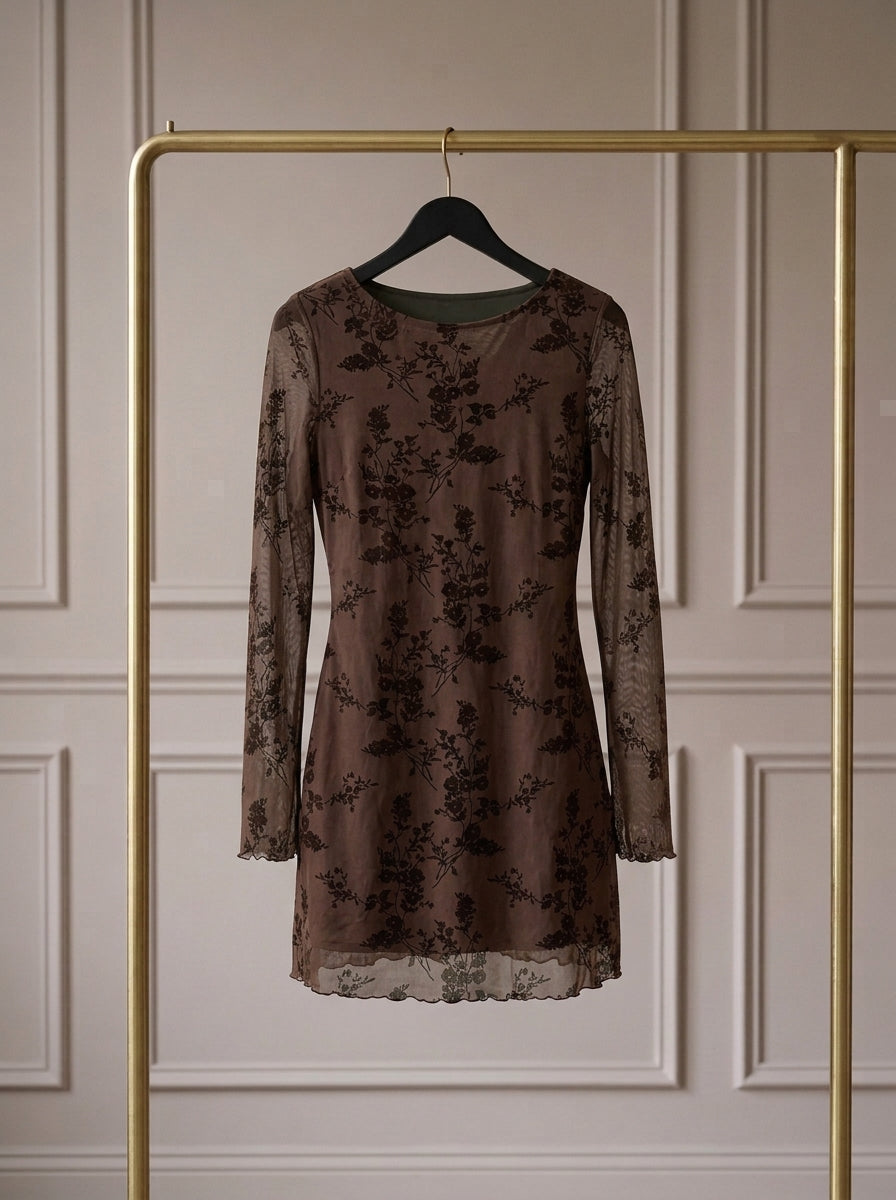 Mélorie — Mini Vestido de Mesh Floral