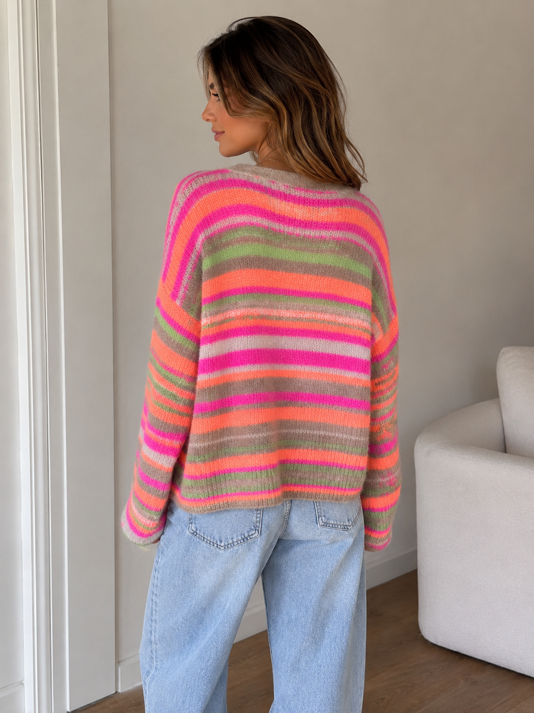 Aurelia — Cárdigan Oversize de Punto Multicolor