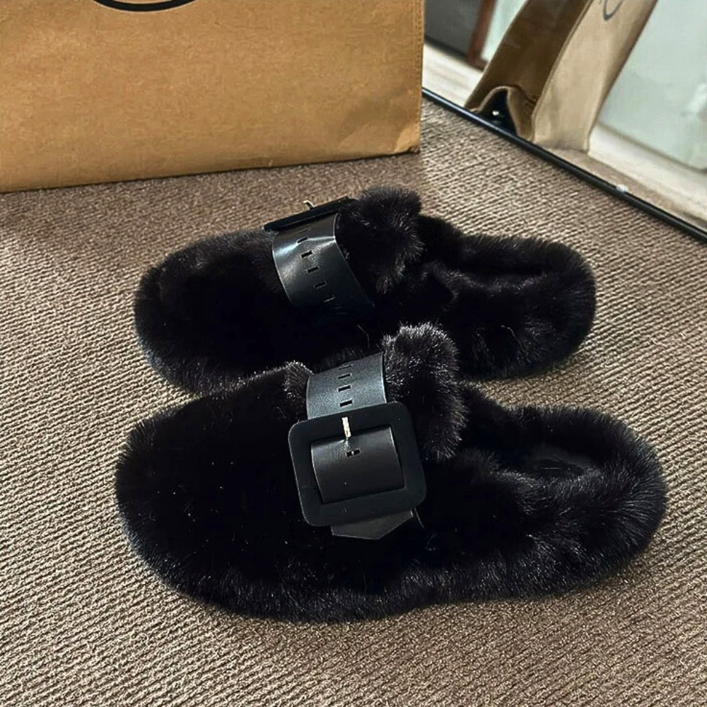 Vylune — Zapatillas Mule de Pelo con Hebilla