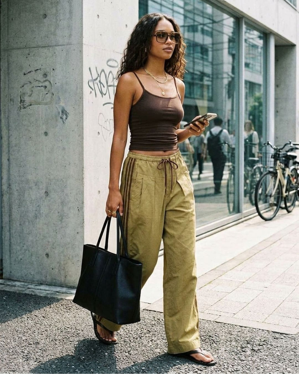 Sérrane — Pantalón Wide-Leg con Banda Lateral