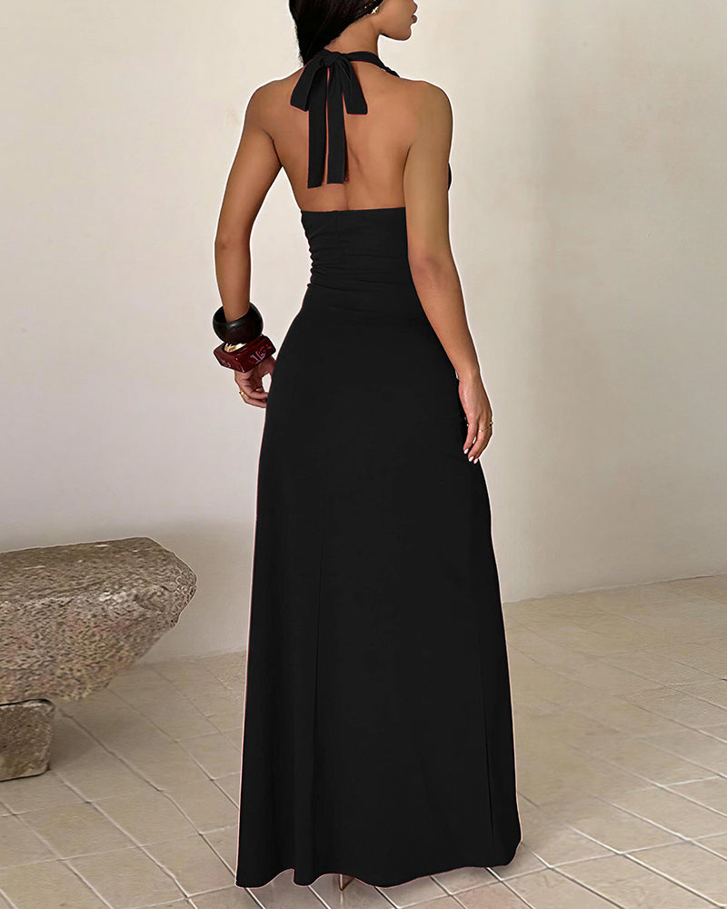 Sélvara — Vestido Maxi Halter con Abertura