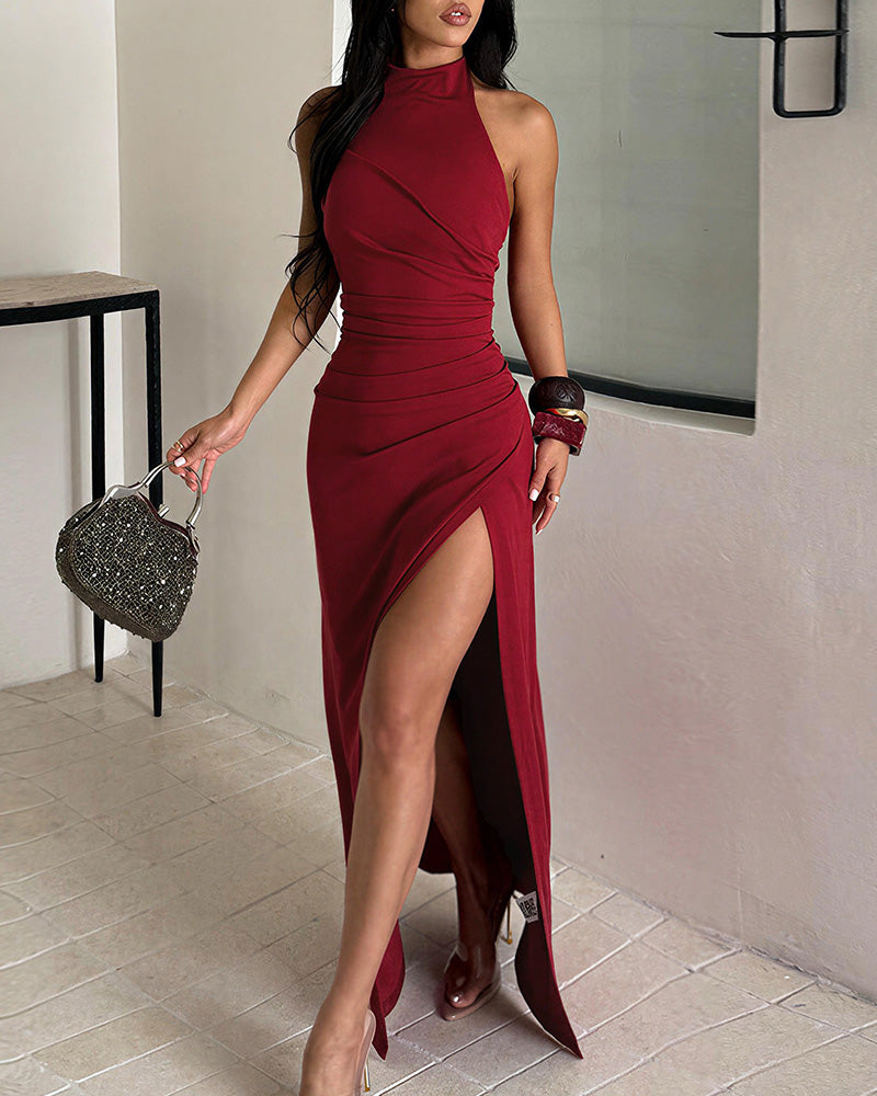Sélvara — Vestido Maxi Halter con Abertura