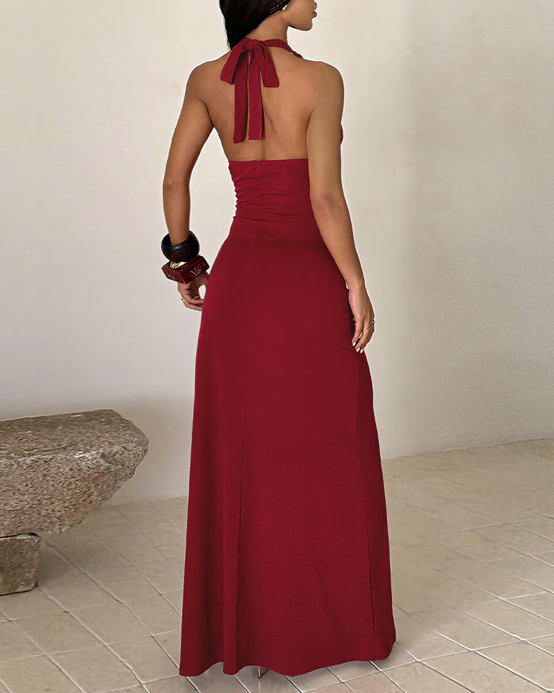 Sélvara — Vestido Maxi Halter con Abertura