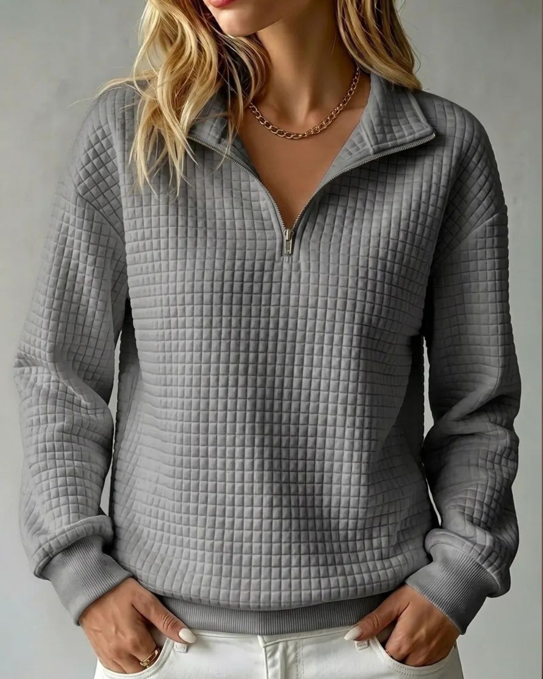 Eyara — Jersey Waffle Quarter-Zip