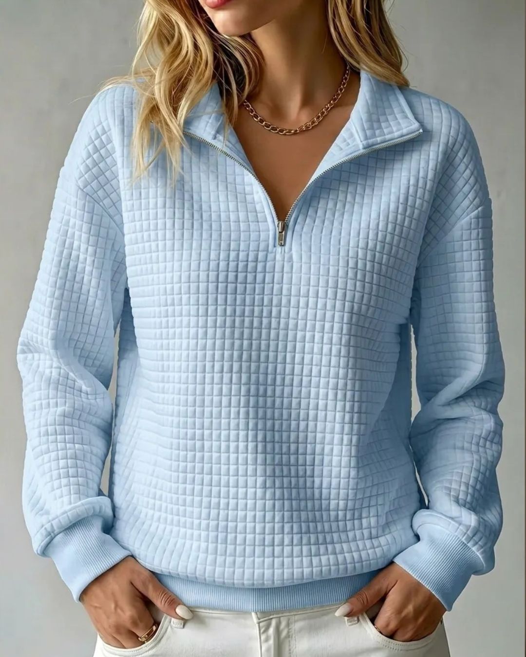 Eyara — Jersey Waffle Quarter-Zip
