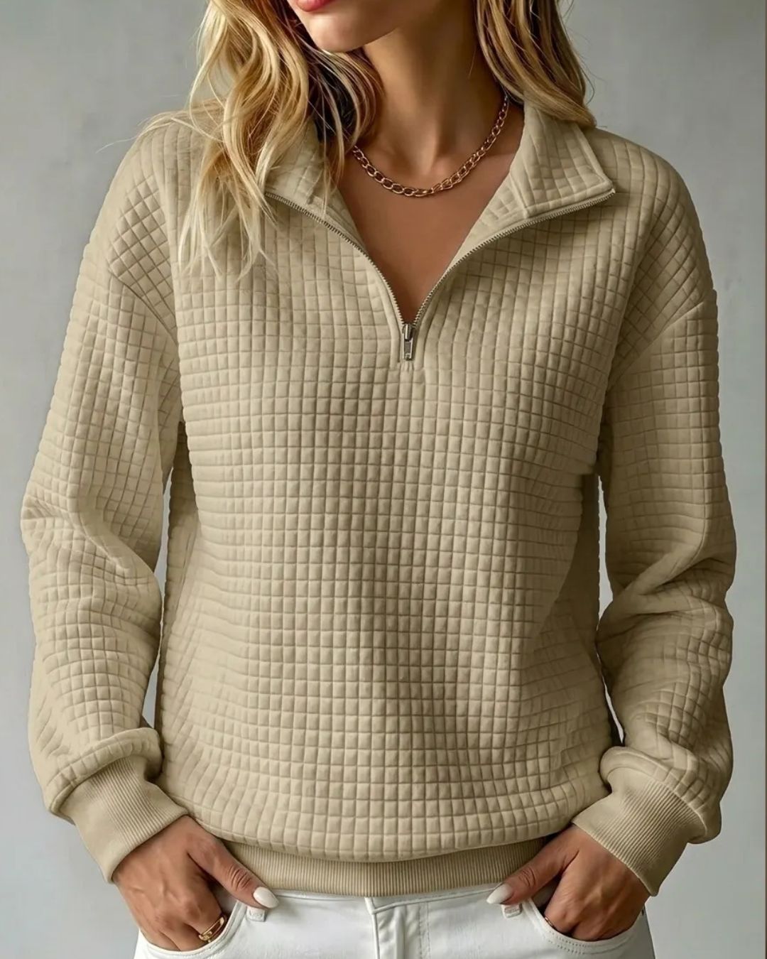 Eyara — Jersey Waffle Quarter-Zip