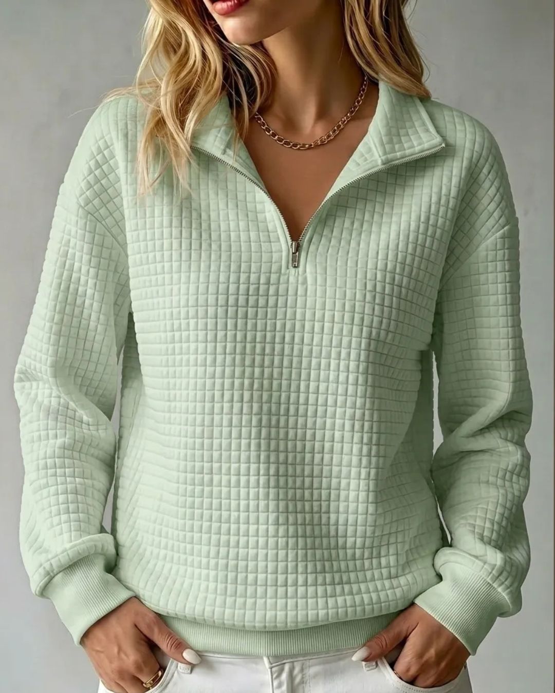 Eyara — Jersey Waffle Quarter-Zip
