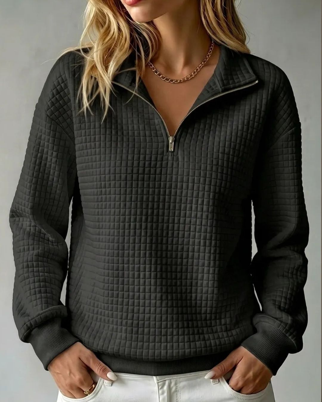 Eyara — Jersey Waffle Quarter-Zip