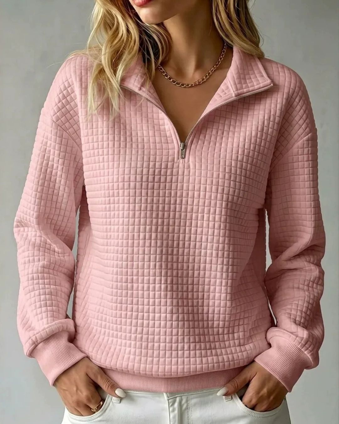 Eyara — Jersey Waffle Quarter-Zip