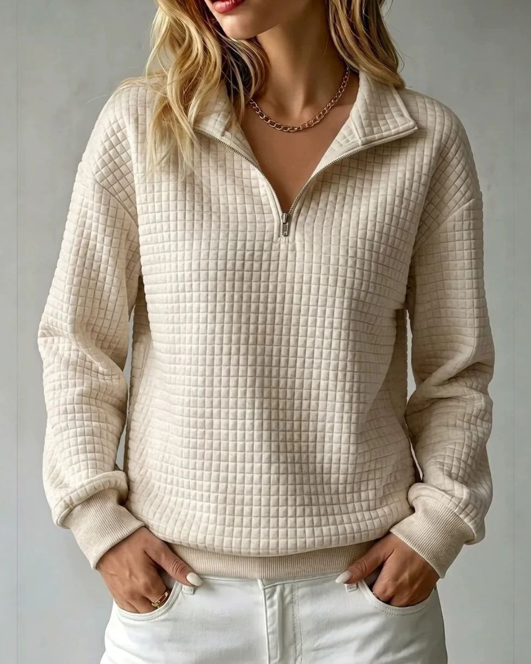 Eyara — Jersey Waffle Quarter-Zip