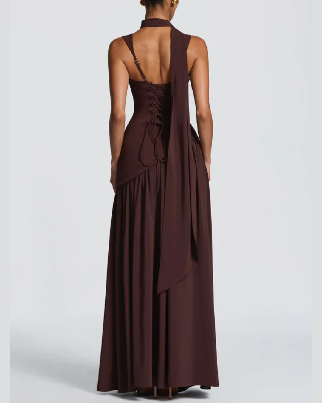 Évarelle — Vestido Maxi Drapeado con Fular