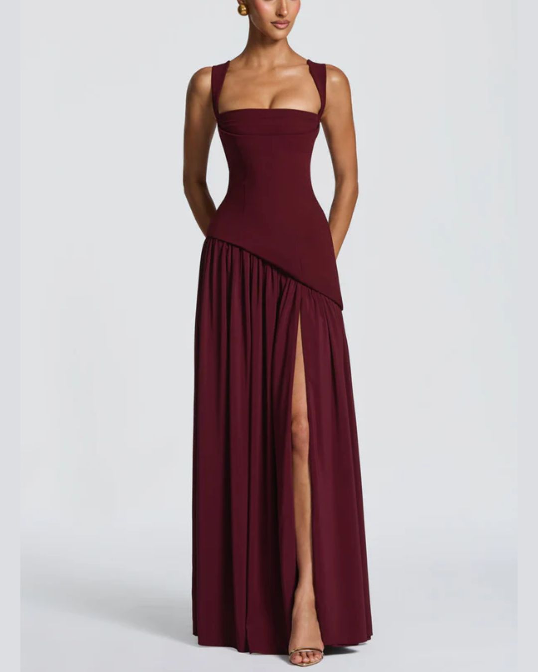 Évarelle — Vestido Maxi Drapeado con Fular