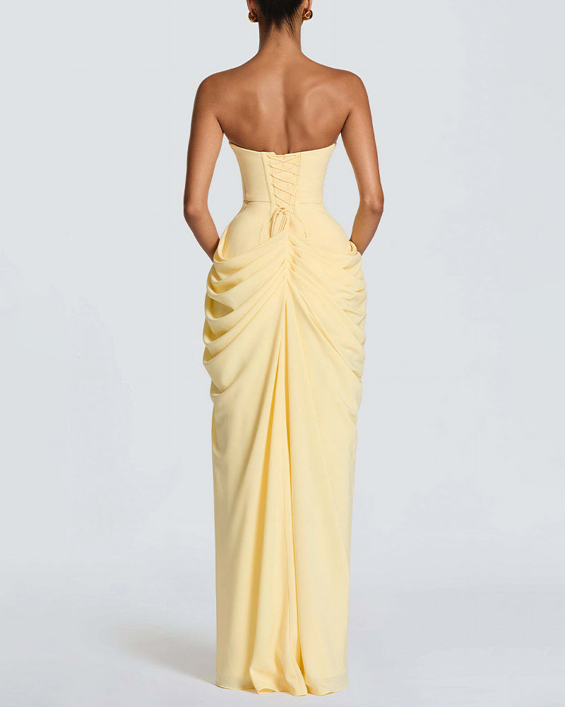 Calyssé — Vestido Maxi Corsé con Drapeado