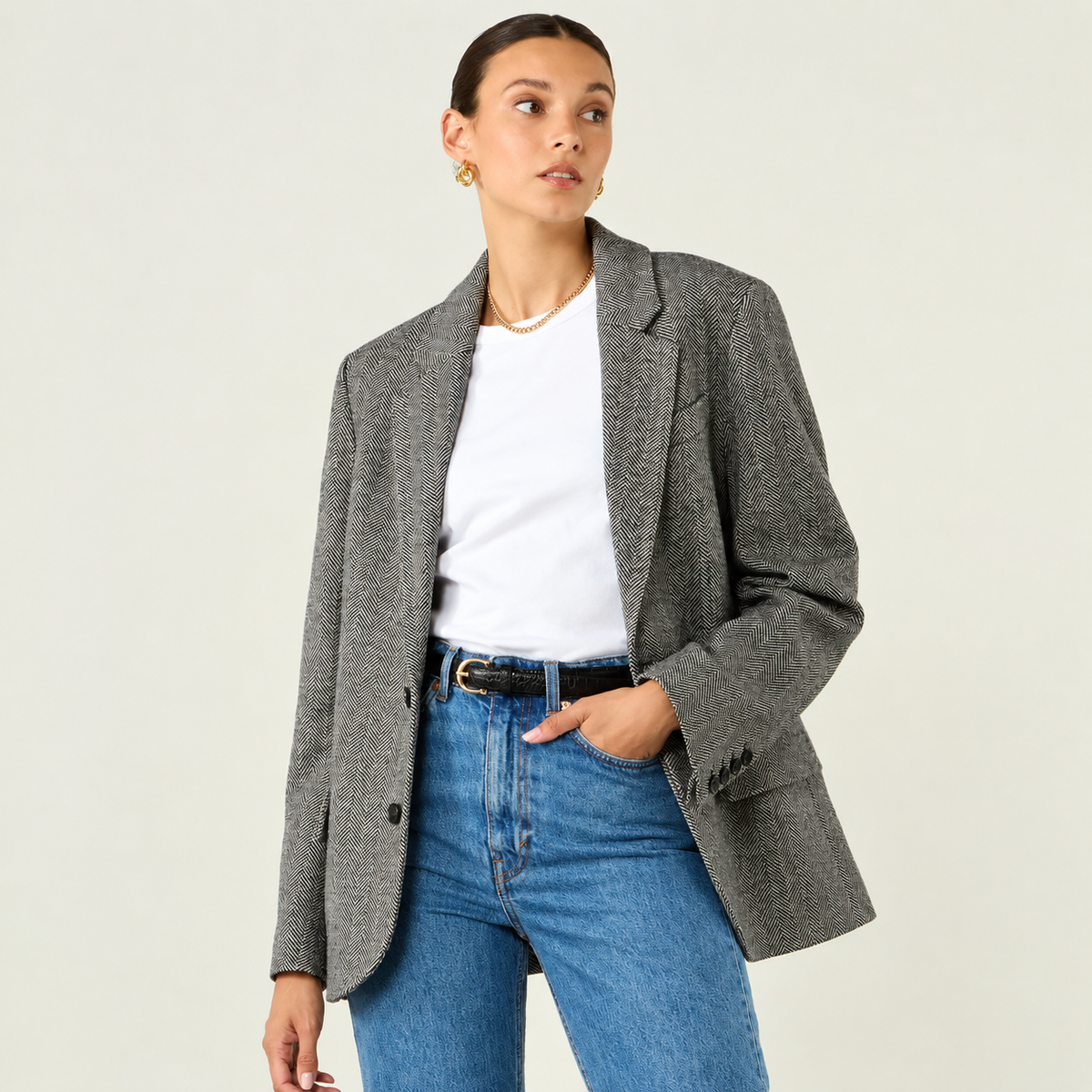 Valentine — Blazer de Espiga con Corte Relajado