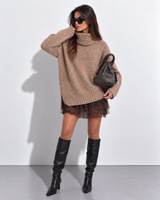 Sélène — Conjunto de Jersey de Cuello Alto y Vestido de Encaje