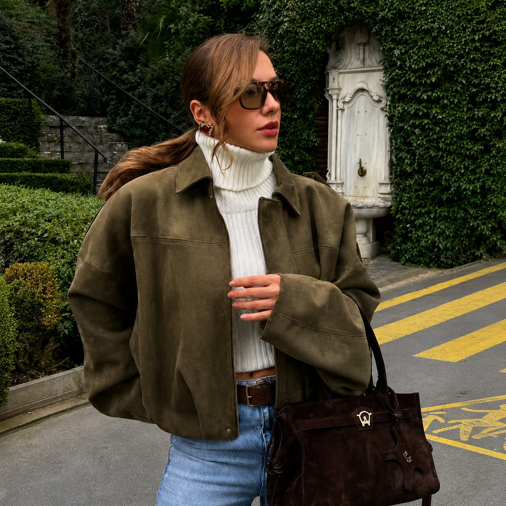 Sorelle — Chaqueta Corta Efecto Ante
