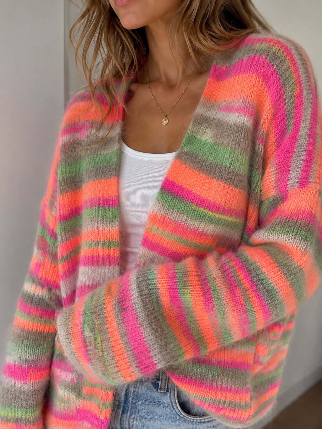 Aurelia — Cárdigan Oversize de Punto Multicolor