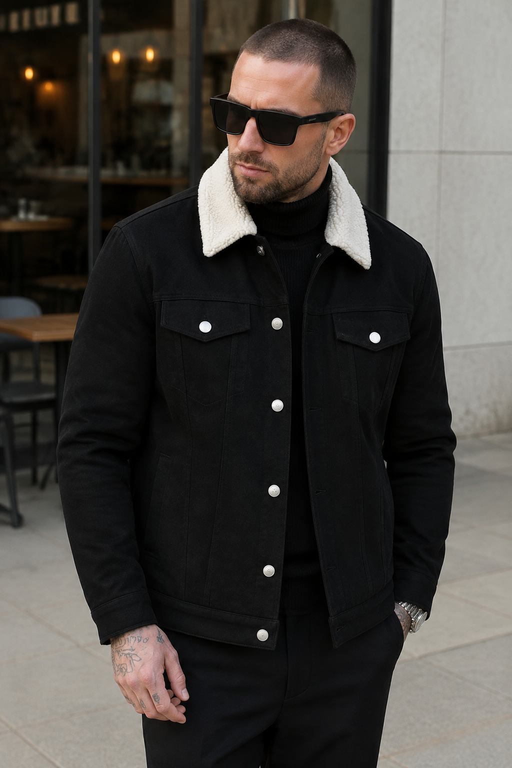Varek — Chaqueta Trucker con Cuello de Borreguito