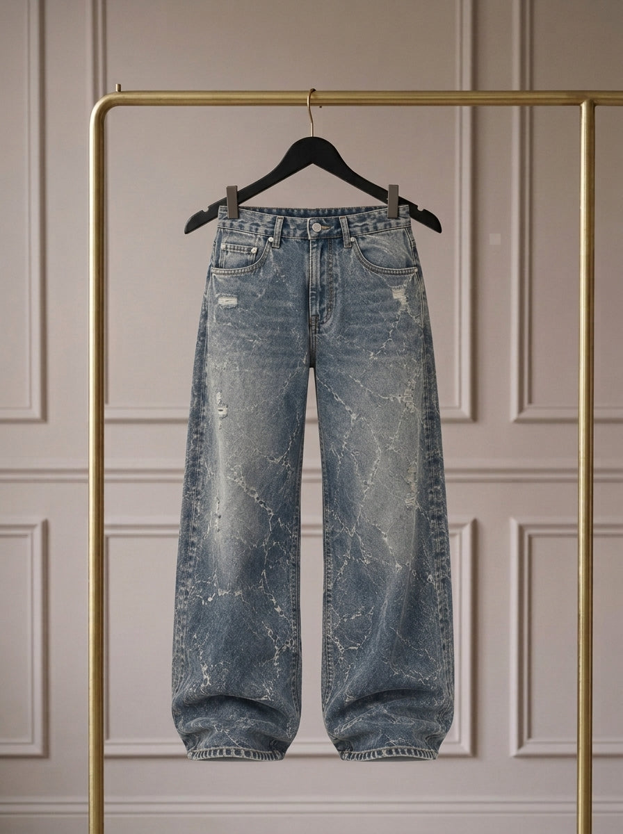 Koven — Vaquero Wide-Leg Efecto Mármol