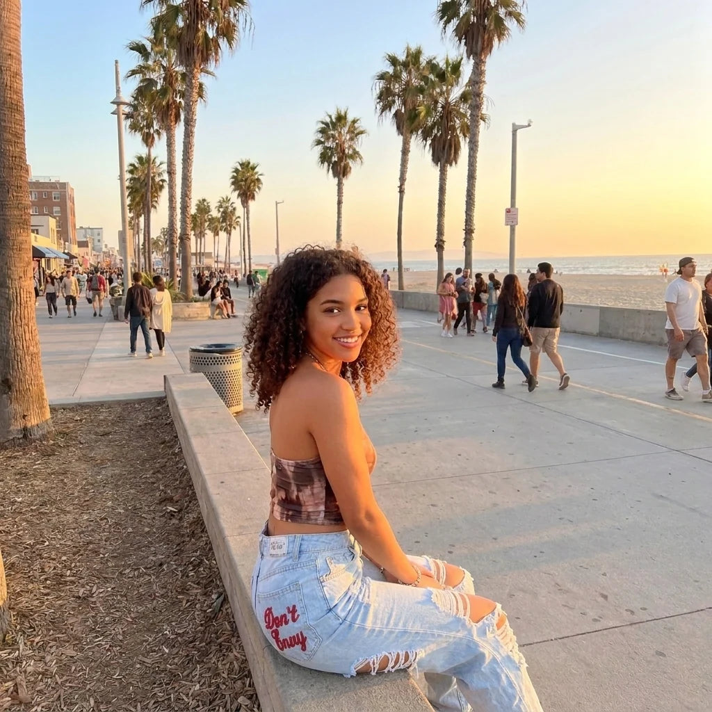Rebelle — Jeans Wide Leg con Denim Desgastado