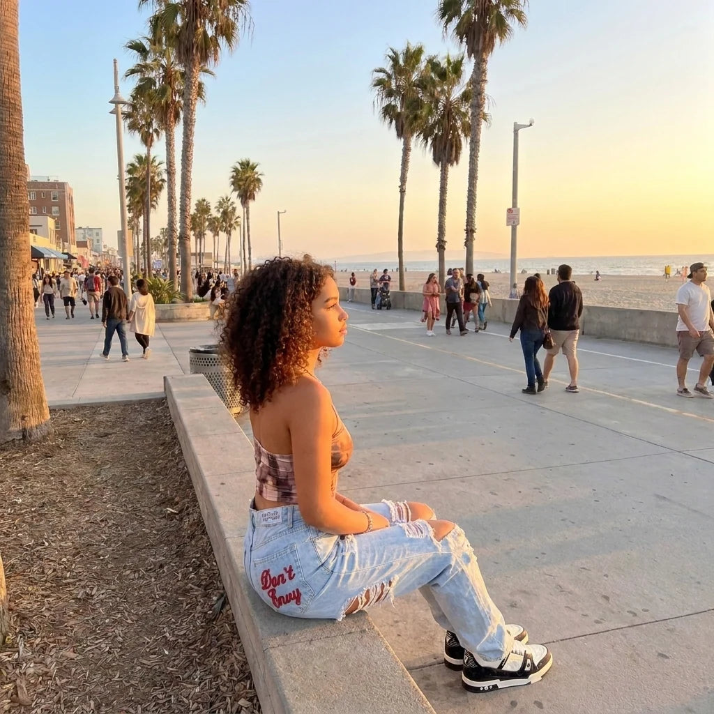 Rebelle — Jeans Wide Leg con Denim Desgastado