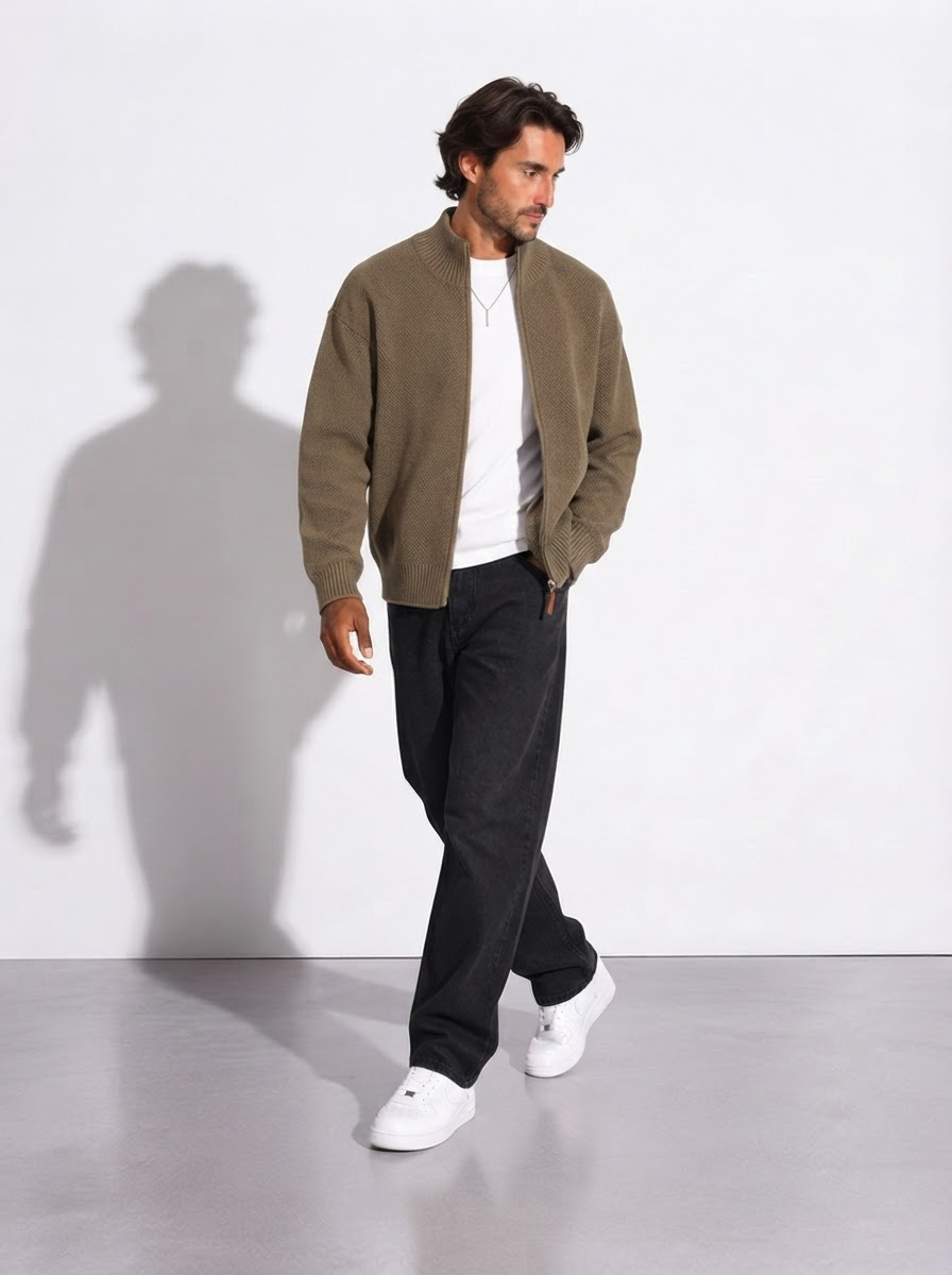 Joel — Chaqueta de Punto Waffle
